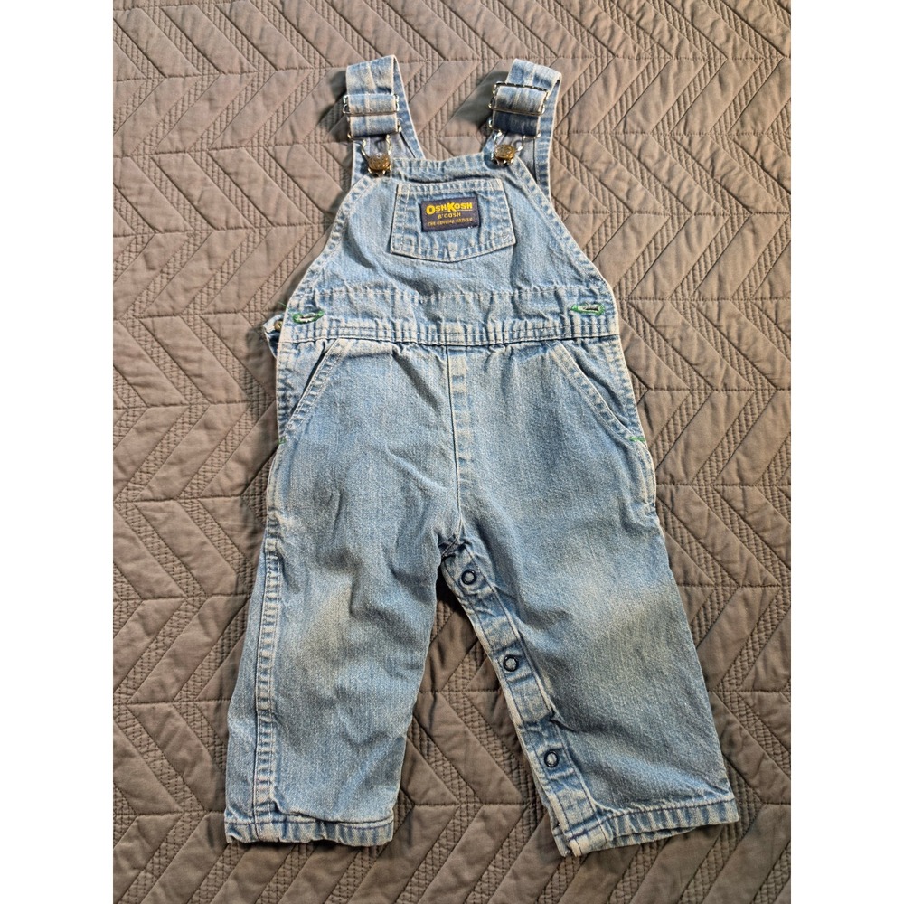 Vintage OshKosh Bgosh Kids Denim Overalls Light Wash Vestbak Snaps